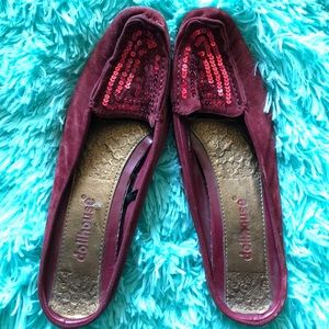 DOLLHOUSE red sequins slip on shoes with low heel